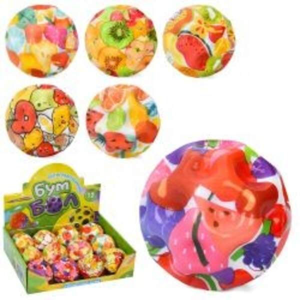 М'яч дитячий фомовий MS 4891 (240шт) антигравітаційний, 6,3см, фрукти, 12шт(мікс видів) в дисплеї, 2 (шт)