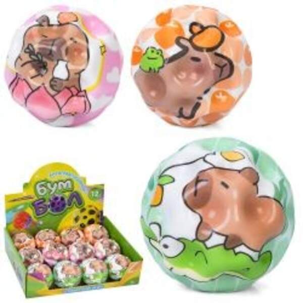 М'яч дитячий фомовий MS 4892 (240шт) антигравітаційний, 6,3см, капібара, 12шт(3 види) в дисплеї, 26- (шт)