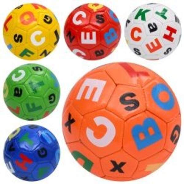 М'яч футбольний MS 4833 (50шт) розмір 2, 90г, літери (англ), 6 кольорів, у пакеті (шт)