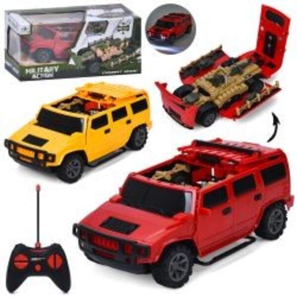 Машина 869-30 (8шт) р/к, 22см, 2в1(військова база), світло, гумові колеса, 2 кольори, на бат-ці, в к (шт)