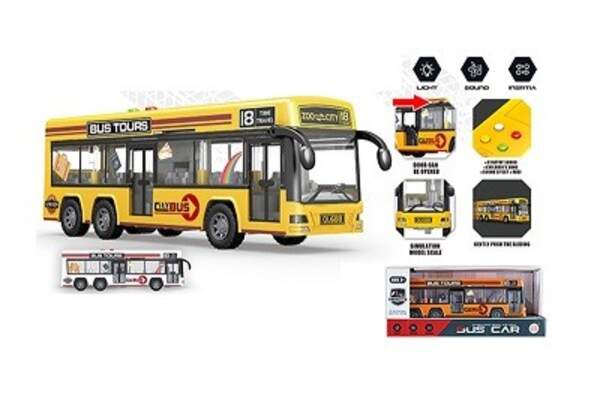 Автобус 329-1 (18шт) інерція, 30,5см, музика, звук(англ), світло, відчиняються двері, гумові колеса, (шт)