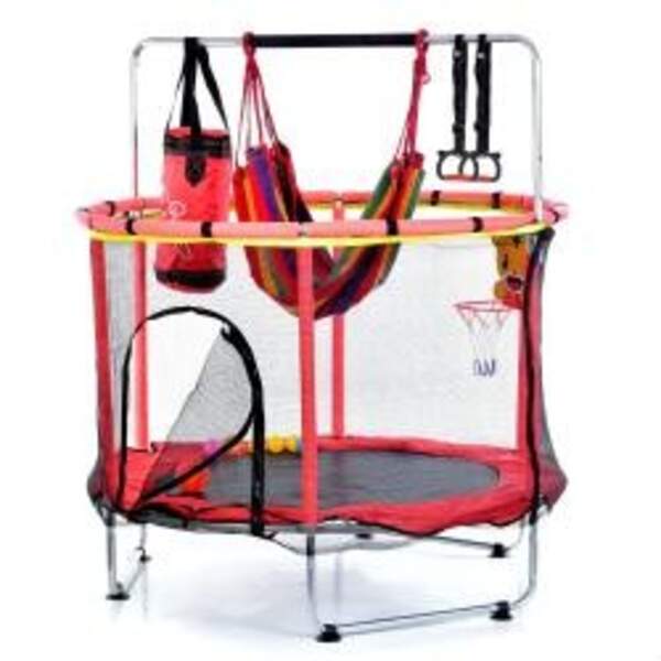 Батут MS 4291-R (1шт) червоний д.140, висота 110см/160см, пружини 36шт, баскет. кільце, гамак, груша (шт)