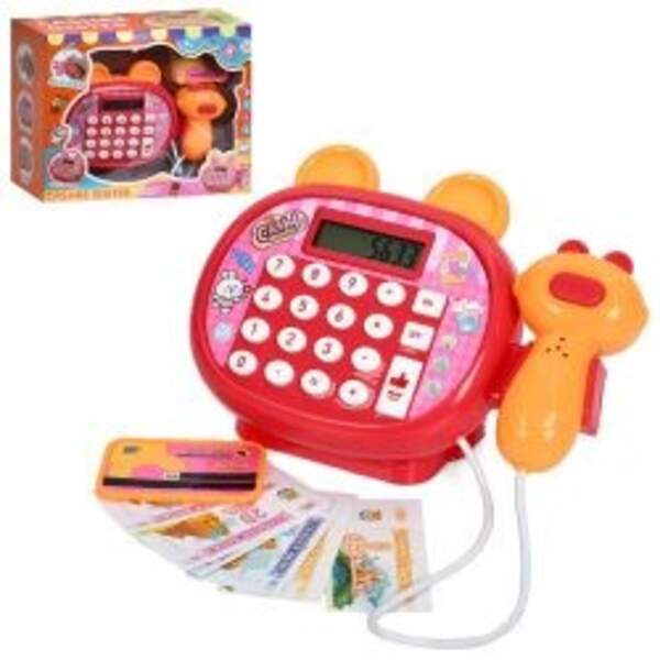 Касовий апарат X858-1G (48шт) 16,5-11,5-11см, звук, світло, калькулятор, сканер, гроші, на бат-ці, в (шт)