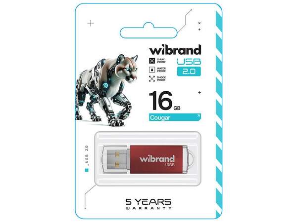 Флеш-накопичувач Flash Wibrand USB 2.0 Cougar 16Gb Red (WI2.0/CU16P1R) (шт)