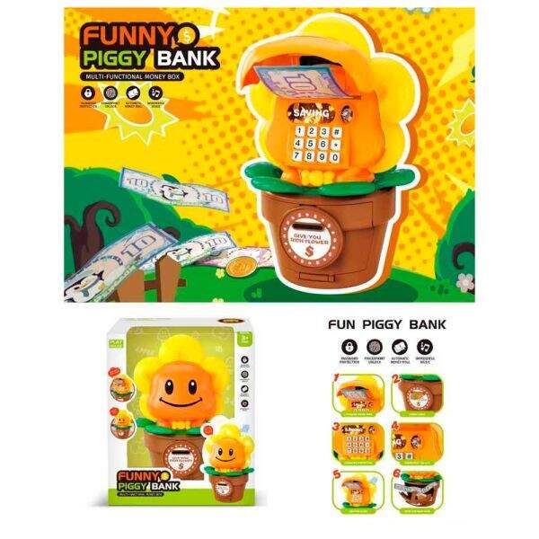 Банківський термінал 1111-149 (9шт) квітка у горщику, 26-18-16см, скарбничка, сейф з кодом, відбиток (шт)