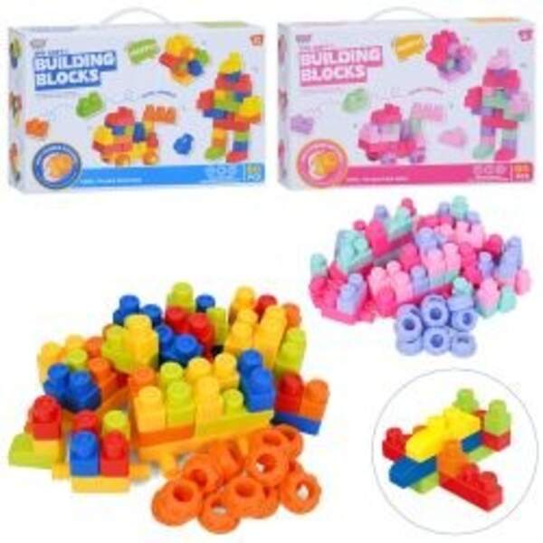 Конструктор 66195-196-2 (18шт) м'який, 80дет, 2 види, в кор-ці, 35-24-7,5см (шт)