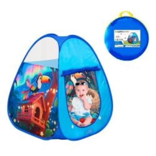 Намет MR 1583-A (12шт) піраміда, 70-70-в88см, вхід-накидка(липучки,зав'язки), 3вікна сітки, тукан, у (шт)