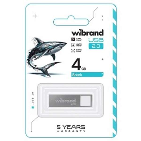 Флеш-накопичувач Wibrand USB 2.0 Shark 4Gb Silver (WI2.0/SH4U4S) (шт)