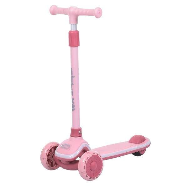 Самокат 5566A-pink (1шт) Maxi-big, метал+пластик, 3колесаПУ, 2колеса 120мм світло, заднє 75мм світло (шт)