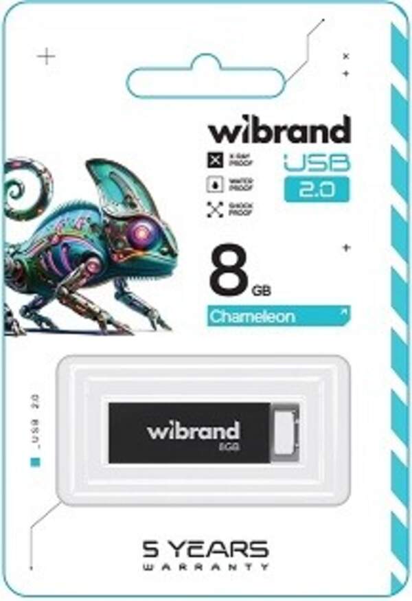 Флеш-накопичувач USB Wibrand 8GB Chameleon Black USB 2.0 (WI2.0/CH8U6B) (шт)