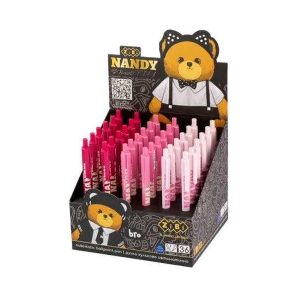 Ручка кулькова автоматична, Bear Pink, 0,7 мм, синя ZB.2116 (36/360) (шт)