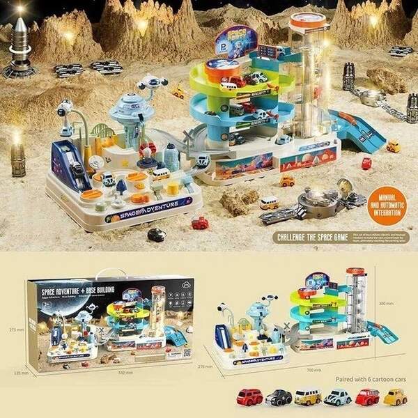 Гараж T915A (8шт) космічна база, ліфт, музика, світло, рухливі деталі, машинки, на бат-ці, в кор-ці, (шт)