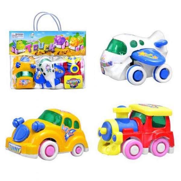 Набір машинок PVC 061 ABC (216шт) інерцій, 3шт (машина, літак, паровоз), 8см, у кульку, 19,5-14-5см (шт.)