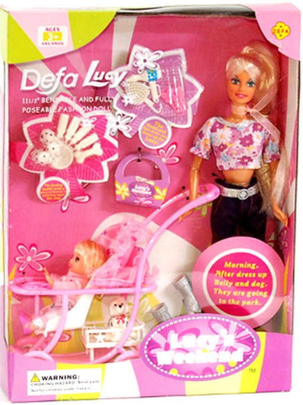 Лялька DEFA 20958 (24шт) з донькою, собачка, цуценята 2шт, коляска,аксесуари,3 види,у кор-ці,34-25, (шт.)