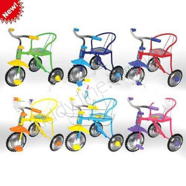 Велосипед LH-701-2 (6шт)3 колеса,хром,6 кольорів:червоний,жовт,зел,темн-син,блакит,рожев,клаксон,51- (шт.)