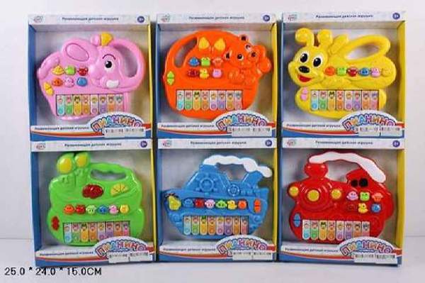 JT Гра 7252 ABCDEF (48шт)піаніно,звук,світ,звуки тварин,6 видів,на бат-ці,в кор-ці,25-24-5см (шт.)