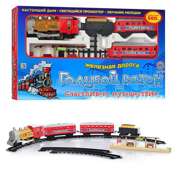 ЗД 7016 (610) (8шт) Блакитний вагон,муз(укр),св,дим, довжина коліі  580см,на бат-ці, кор,60-36-7,5см (шт.)