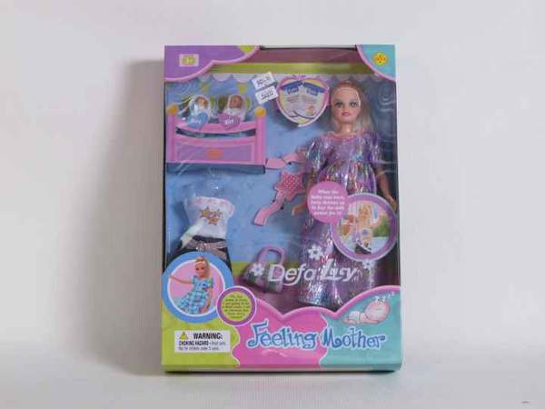 Лялька DEFA 8009 (36шт) вагітна, з одягом, 2 дитини, аксесуари, в кор-ці, 32,5-23,5-6см (шт.)