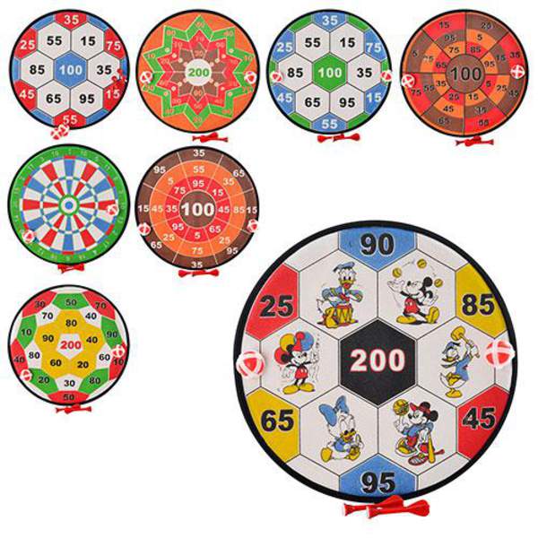 Дартс M 1086 (120шт) 36см, на липучці, дротики 2шт, м'ячики 2шт, 8 видів, у кульку (шт.)