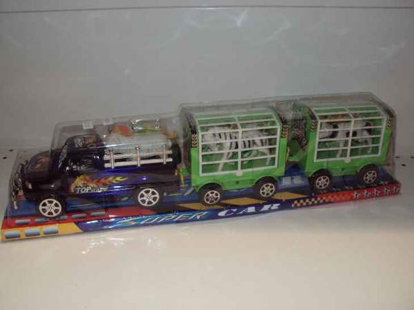 Джип 906-100/734976 (36шт) інер-й, з причепом, тваринами, 3 кольори, у слюді, 52-12-10,5см (шт.)