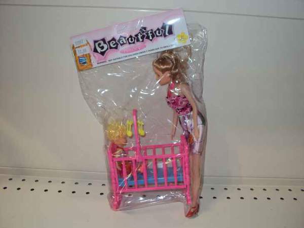 Лялька 339-2 (144шт) 2шт, 27см і 10см, з ліжечком, 3 види, у кульку, 18-32-9см (шт.)