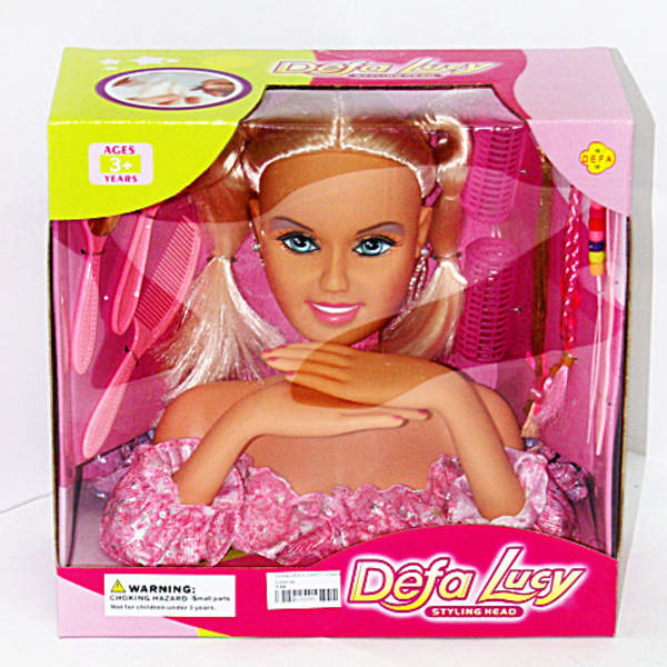 Лялька DEFA 20957 (12шт) голова для зачісок, гребінець, аксесуари, 2 кольори, в кор-ці, 29-28-14см (шт.)