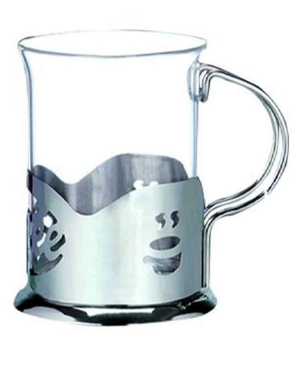 9569 Підстаканник нержавіючий зі скляною склянкою V 0,2 л (шт) 9569 (шт.)