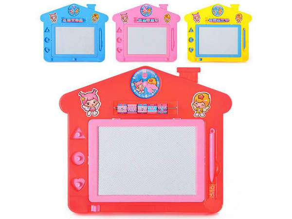 Дошка 3051 (68шт) для малювання, ч/б, годинник, штамп 3шт, 4 кольори, в пакеті, 31,5-26,5-2см (шт.)