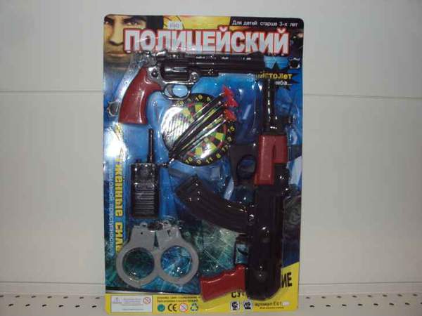 ZY Набір поліції E 01 AK 6-7 (72шт) 2 види, автомат, пістолет на присосках, мішень, на листі,29-43см (шт.)