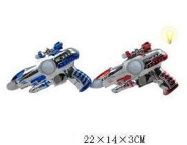 Пістолет 138 (96шт) 22см, звук, світло, 2 кольори, на бат-ці, в кульку, 26-15-4см (шт.)