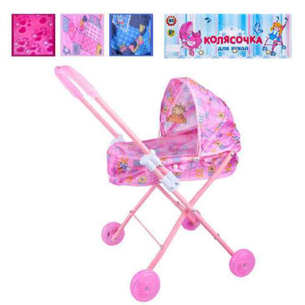 Коляска M 0355 U/R (24шт) для ляльки, класика, 54-48-27см, колеса (світло), метал, в кульку, 27,5-60 (шт.)