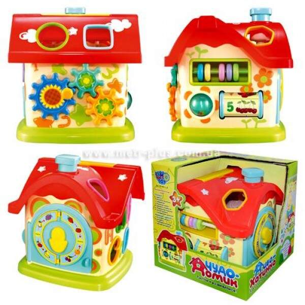 Гра M 0001 U/R (24шт) будиночок-логіка, 20см, сортер, годинник, тріскачка, пискавка, у коробці (шт.)