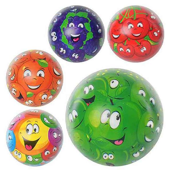 М'яч дитячий MS 0252 (120шт) 9дюймів, повнобарвний, ПВХ, 75г, 5 видів(ягоди та фрукти) (шт.)