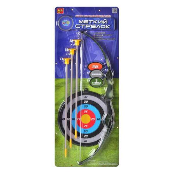 Лук M 1396 (24шт) на присосках, мишень, на листе, 68-27,5-4см (шт.)