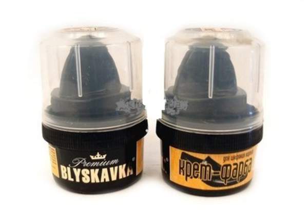 141970 BLYSKAVKA Крем-фарба для взуття 60 мл. (стаканчик з аплікатором) чорний (шт.)