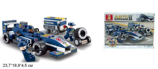 Конструктор SLUBAN M38-B0351 (48шт) автоперегони,машинка,196 дет,фігурки 2 шт,в кор-ці,26-19-4,5 см (шт.)