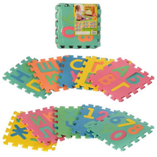 Килимок Мозаїка M 2736 (12шт) EVA, алфавіт(укр) та цифри, 10дет, у кульку, 29-29-8см (шт.)